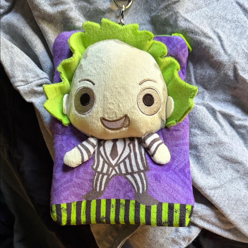 Beetlejuice Character Keychain with Green Hair